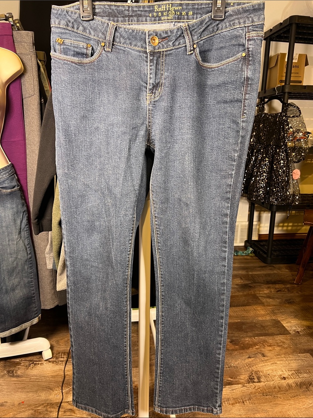 Ruff Hewn Women Straight Leg Jeans - Medium Blue Wash